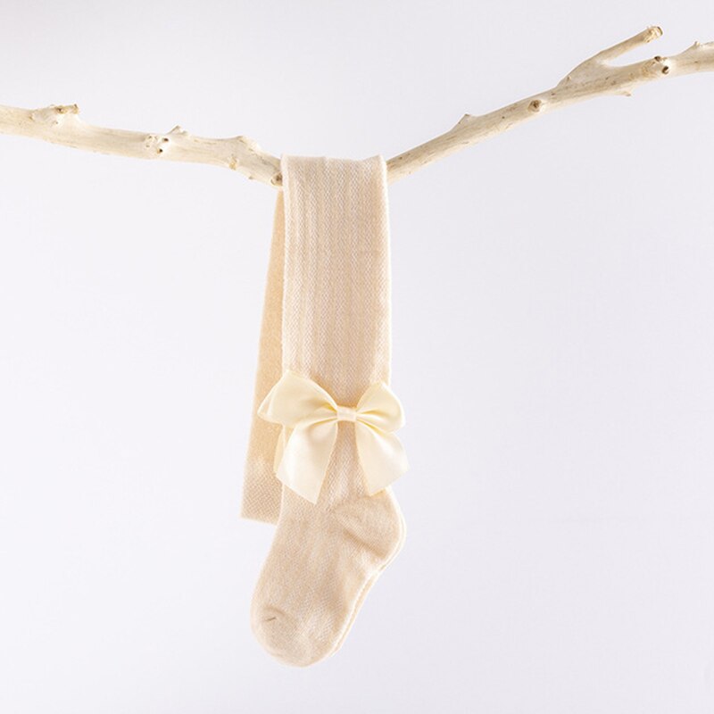 Zomer Mesh Baby Meisjes Panty Met Boog Ademend Zachte Katoenen Baby Panty Baby Peuter Meisjes Lange Sokken Kinderen Panty 1-2Y: beige / 6-12M
