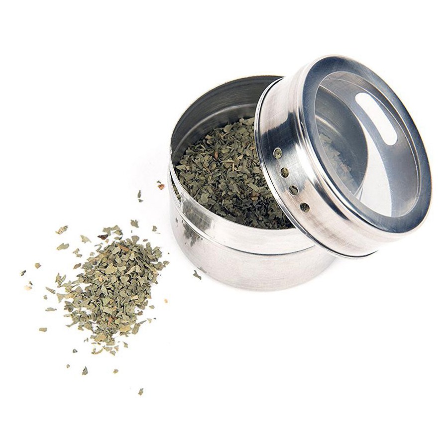 Magnetic Spice Jar Set With Stickers Stainless Steel Spice Tins Spice Storage Container Pepper Seasoning Sprays Tools