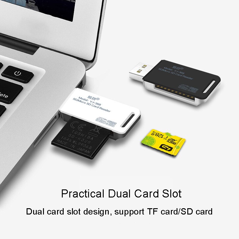 DU04 2 IN 1 Card Reader USB 2.0 to SD TF Adapter For laptop Camera SLR SDXC Smart Memory card TV Accessories OTG Cardreader