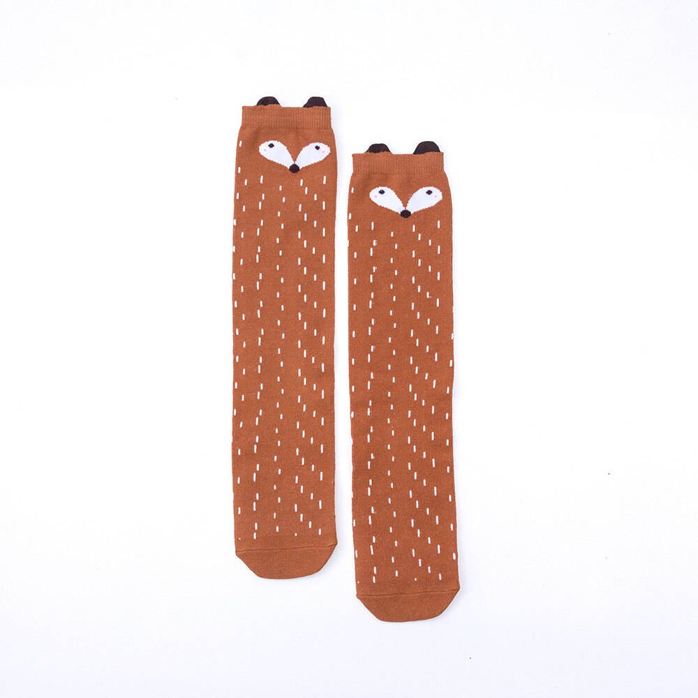 Calcetines para bebé con estampado de zorro y gato , nuevos calcetines largos hasta la rodilla de dibujos animados para bebé, calcetines de para niños y niñas Socks0-4