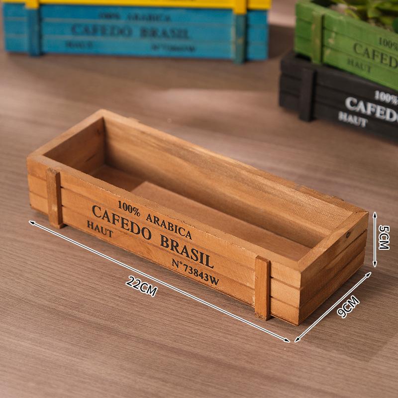Retro Garden Plant Pot Vintage Wooden Storage Box For Sundries Stationery Pen Box Succulents Flower Pots Balcony Home Decoration: WHITE