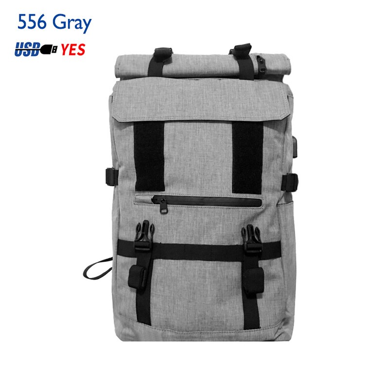 Ozuko 40l store kapacitet rejse rygsække mænd usb opladning laptop rygsæk til teenagere multifunktionel rejse mandlig skoletaske: Grå