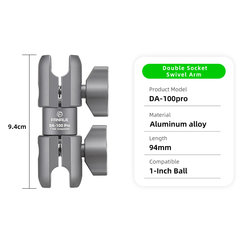 FANAUE Aluminum Alloy Double Socket Arm 25 mm/1 Inch Ball Head Holder Mount Clamp for Bicycle Motorcycle Camera for RAM MOUNTS: WHITE