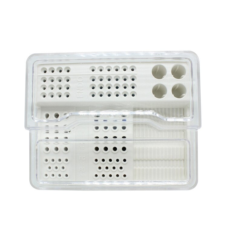 Plastic Tandheelkundige Endo Box Endodontie Desinfectie Storage Case Organizer Voor Ra Fg Mondhygiëne Tanden Gereedschap 91 Gaten + 4 gaten + 1Pan