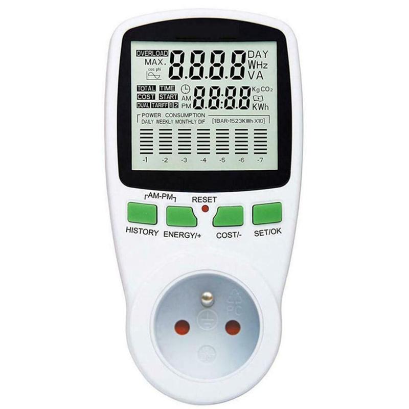Elektriska instrument effektmätare digital wattmätare wattmonitor elkostnadsdiagram mätning uttag analysator