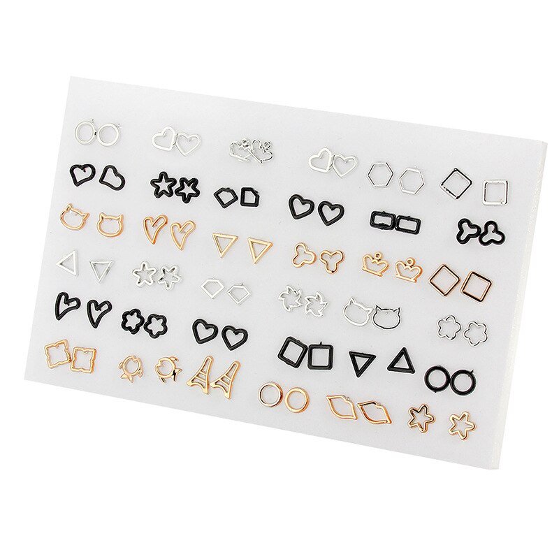 Mode Gemengde Rhinestone Gesimuleerde Pearl Geometrische Dier Hart Bloem Stud Oorbellen Set Voor Vrouwen Meisjes Kids Sieraden: WR745-4