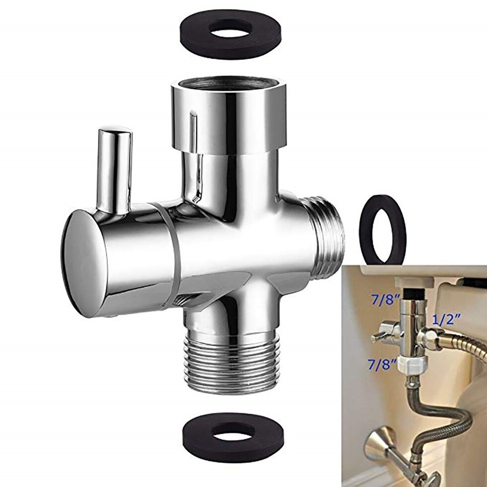 Messing 1/2 "7/8" Chrome T-adapter 3 Möglichkeiten Ventil für Füllung Winkel Bidet Umsteller Bad Wc Bidet sprayer Dusche Kopf Dusche