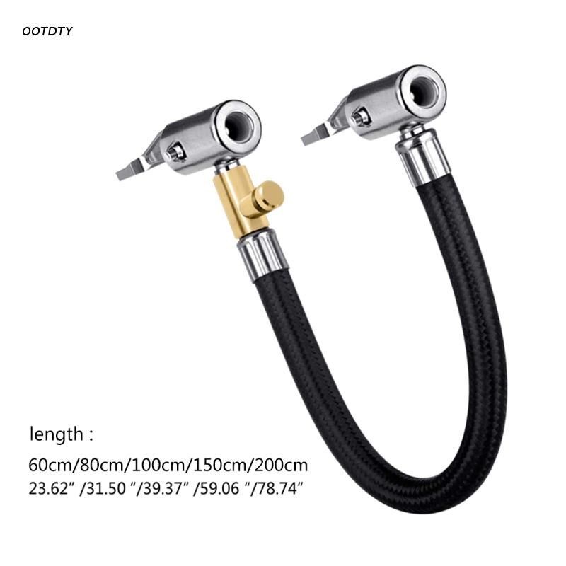 Locking Air Chuck with Air Hose and Standard Tire Valve Fine Thread Air Inflator Hose Adapter Twist On Convert to Lock