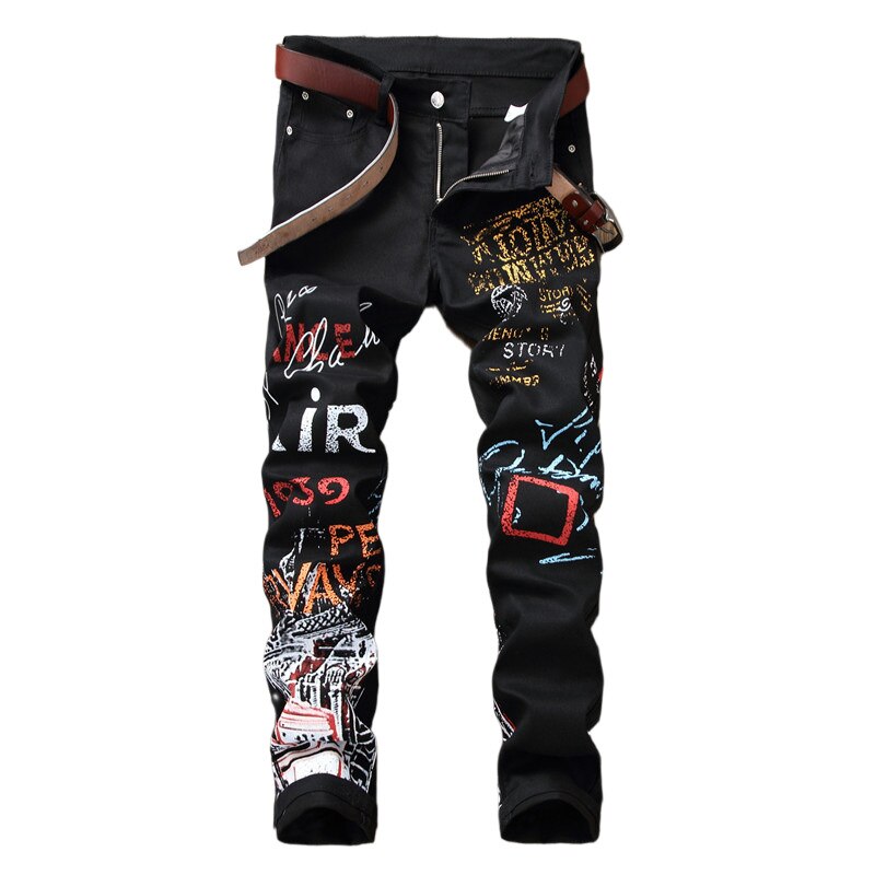 Denim moto vit svart cykel raka jeans herr s 28-38 40 42 höst vår hip hop punk rock streetwear byxor: 5608 1 / 30 w tum usa storlek