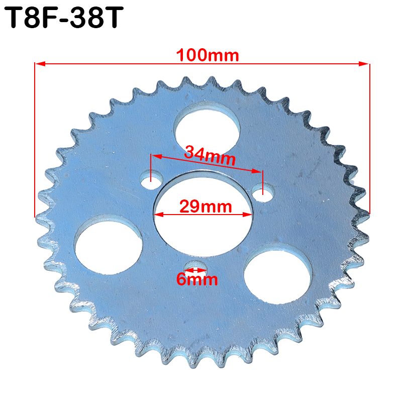 T8F 38T 44T 54T 64T 74T tooth 29/35/54MM Rear Sprocket Mini Moto ATV Quad Dirt Pit Pocket Bike Cross Motorcycle 47cc 49cc Parts: white