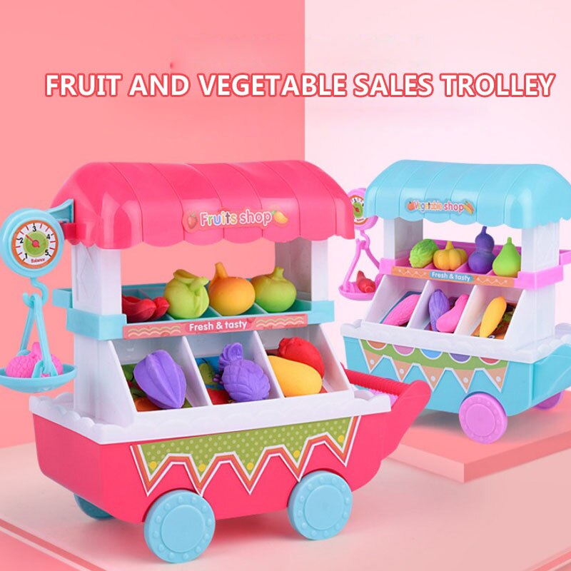 Kinderen Spelen Huis Keuken Speelgoed Winkelwagen Set Plastic Snijden Fruit Groenten Miniatuur Voedsel Jongens Meisjes Educatief Speelgoed Voor Kinderen