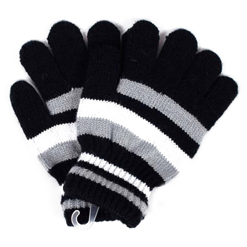 Enfants filles garçons enfants magique extensible mitaines tricoté bébé gants hiver plus: Black