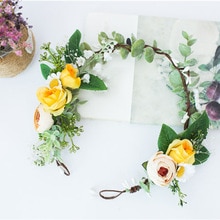 Yellow Bridesmaid Hair Flower Headbands Wedding Hair Accessories Bridal Flower Crown headpieces Bridal Flower girls Garland