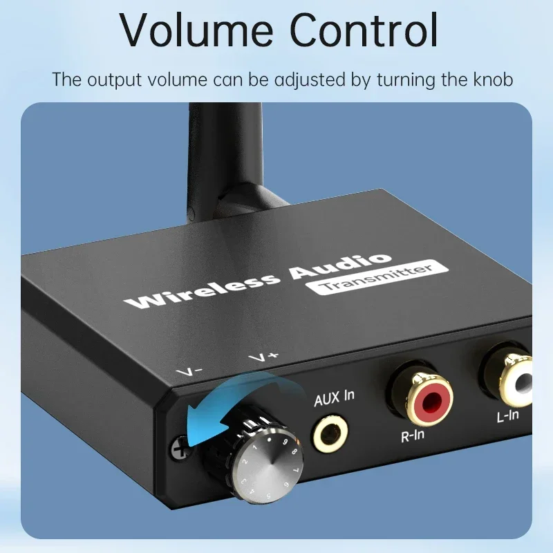 Transmisor y receptor de Audio inalámbrico Digital, 50M, 2,4G, adaptador de Audio inalámbrico con convertidor RCA R/L de 3,5mm para TV Box, DVD y PC