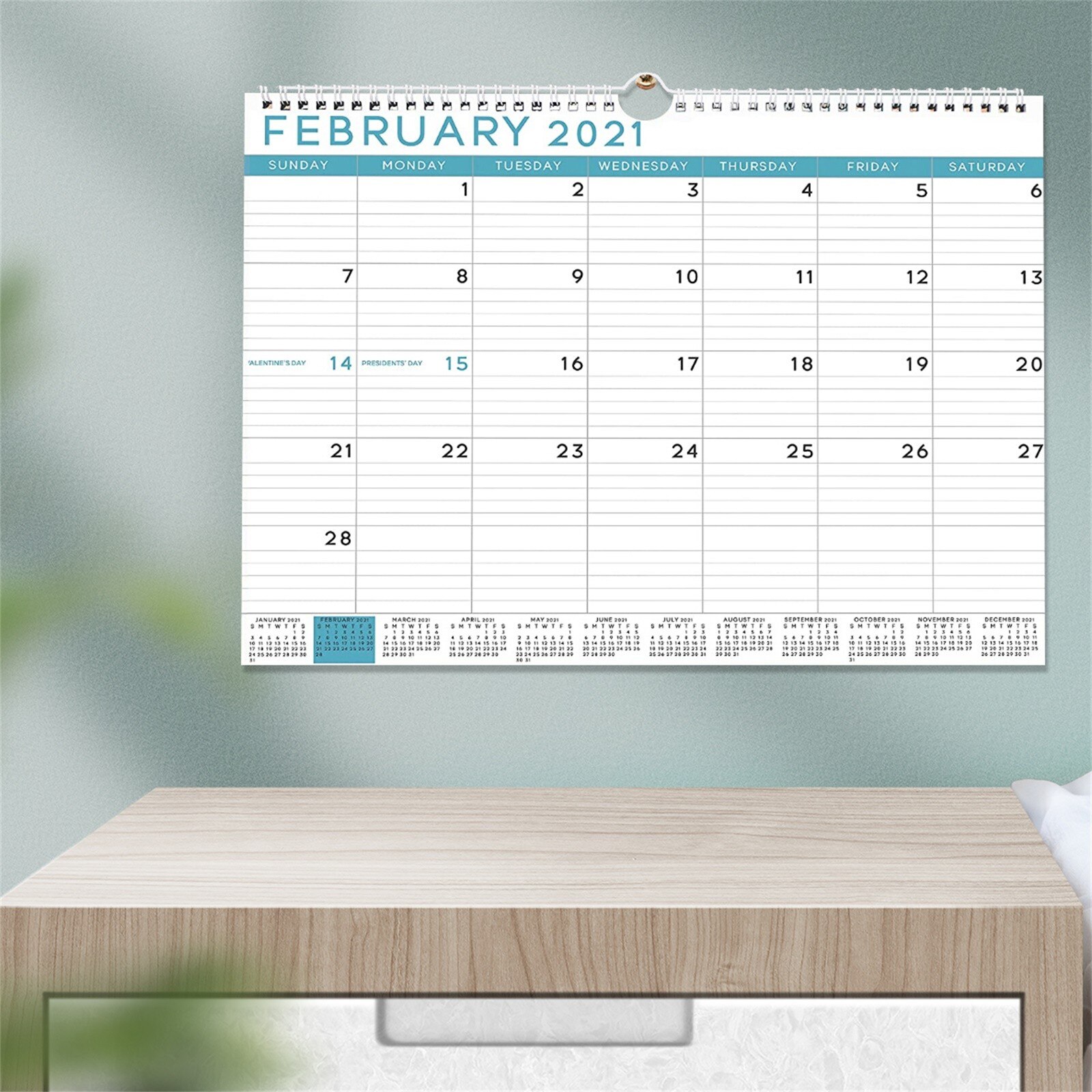 Calendario calendar Wall Desk Calendars 12-Month View with Full Year Mini Calendar Colorful календарь: Default Title