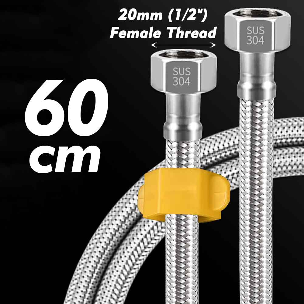 Manguera trenzada de entrada de grifo de agua de acero inoxidable 1/2, tubo de conexión Flexible para cocina, baño, inodoro, riego de jardín, 304 pulgadas: Gris claro