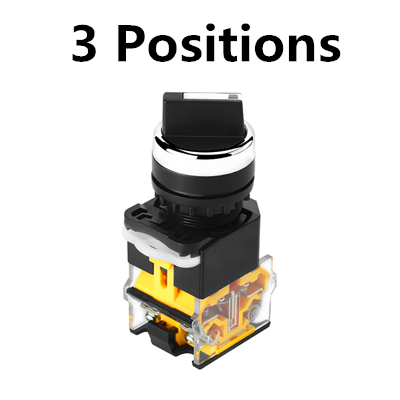 22mm La38-11x220x3, 10a400v Self-locking / Self Reset Knob Switch 2 / 3-position Rotary Switch, 4 Screw Power Knob Switch: L / black / 380V