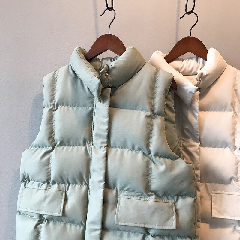 Kvinder vintervest frakkestativ krave kvinder chic bomuldsvest varme toppe vest chaleco mujer gilet casaco feminino