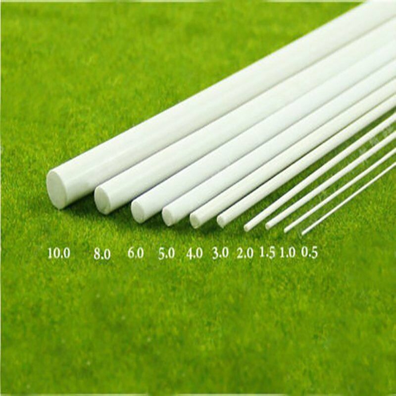 Barre ronde en plastique ABS blanc, 5 pièces, solide, 250mm x 1 à 6mm, matériel de bricolage,: 6mm