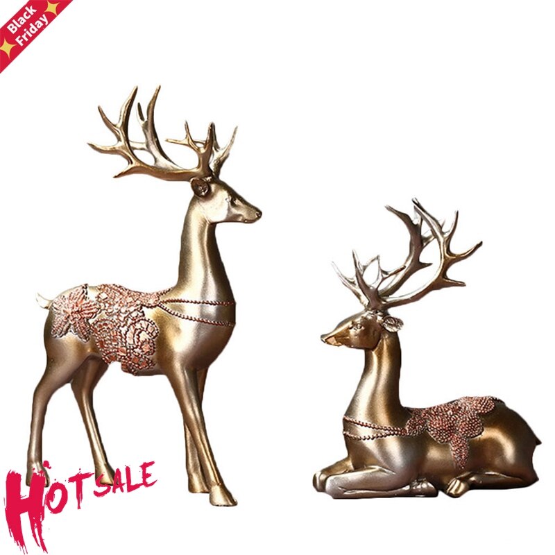 2 Stuks Home Decor Herten Decoratie Creatieve Paar Stijlvolle Speciale Herten Decoratie Herten Ornament Voor Wijnkast Woonkamer Thuis