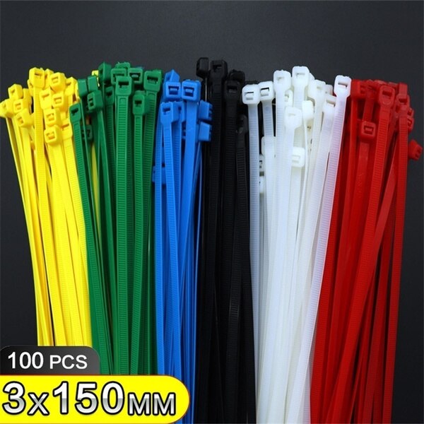 -Cable de bloqueo corbata sujetacables de Nylon de Cable de plástico de lazos ácido resistente a la corrosión aislado Cable lazos Multi-color opcional