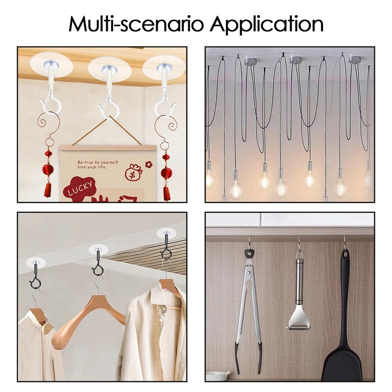 2 Stuks Plafond Haken Zelfklevende Plafond Hanger Heavy Duty Niet Boren Home Decoratie Gadget Voor Planten Wind Klokkenspel Accessoires