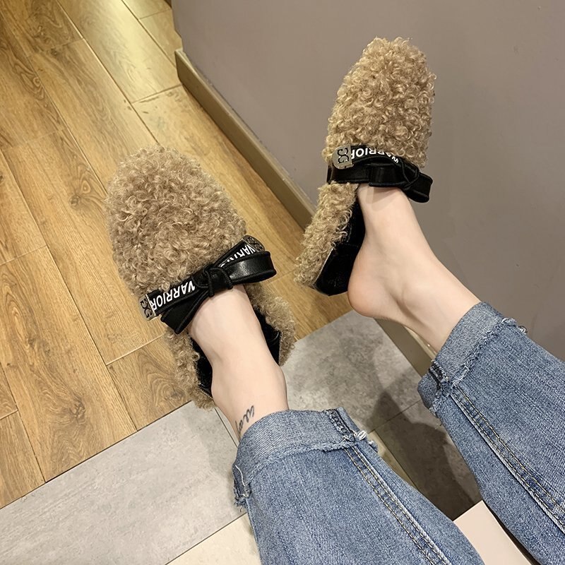 Bont Vrouwen Voor Schoenen Pluche Warm Houden Platte Schoenen Vrouwen Casual Gesp Loafers Bont Schoenen Vrouw Zapatos De Mujer Dames katoenen Schoenen