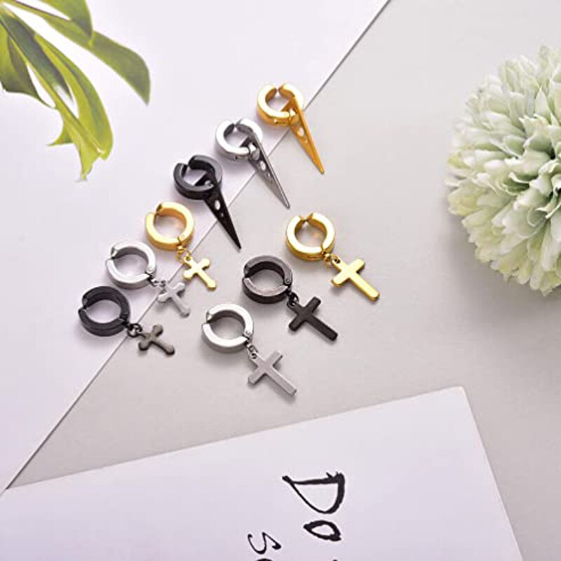 9 Pairs Rvs Hoepel Oorbellen Mannen En Vrouwen Oor Clips Huggie Niet-Geperforeerde Magnetische Oorbellen Set
