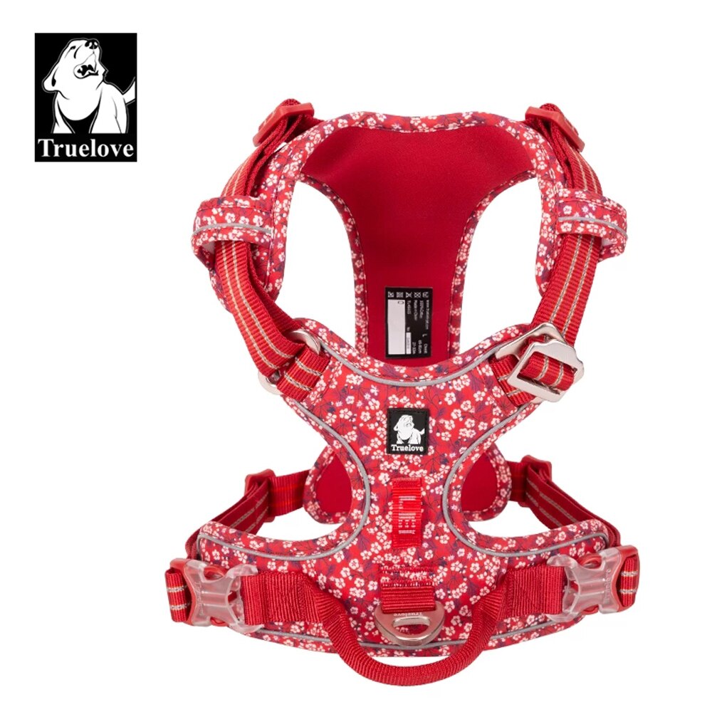 Truelove Floral Hund Harness mit Griff Baumwolle Pet Harness für Small Medium Large Hunde Katzen Weiche Baumwolle Atmungsaktiv Reflektierende