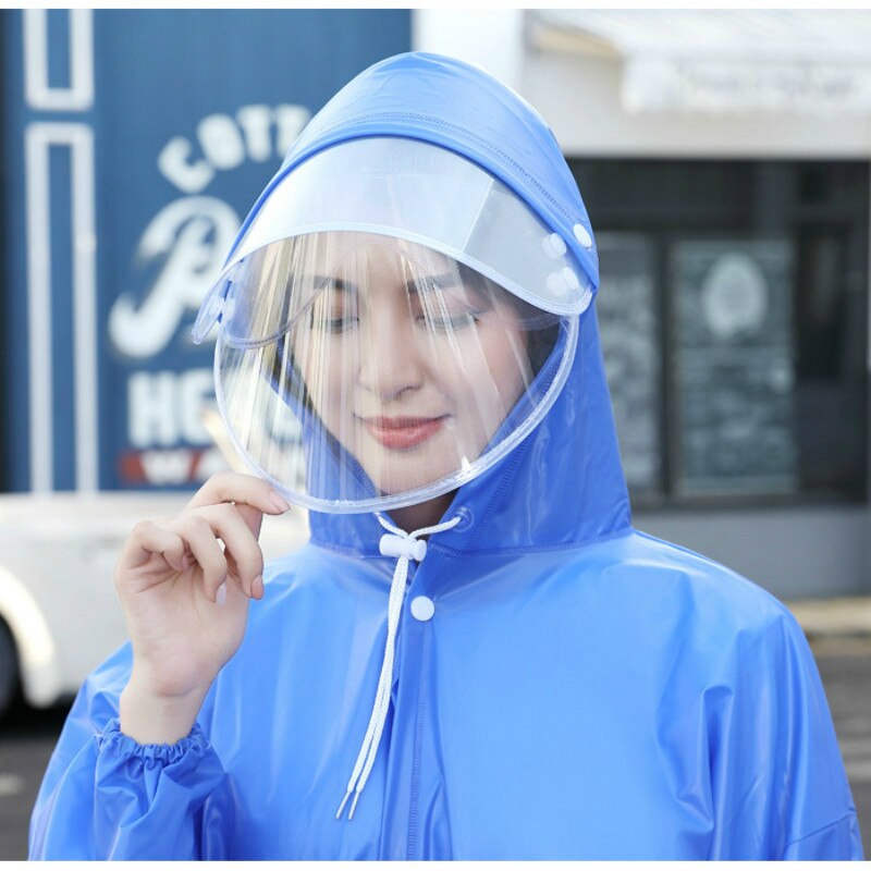 Stijlvolle Duurzaam Pvc Transparante Regenjas Vinyl Waterdichte Regenjas Outdoor Reizen Track Hooded Poncho Regenjas Dames Regenjas: RainCoat  W Mask B