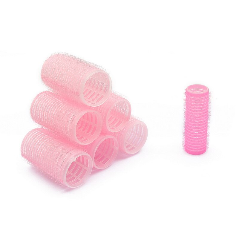 6 pçs/lote hairdressing uso doméstico diy magia grande rolos de cabelo auto-adesivo estilo rolo modelador ferramenta beleza