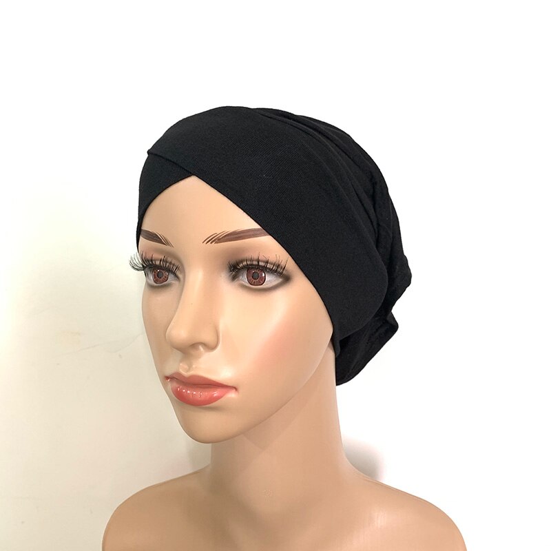 Turban en daim doux pour femmes, bonnet africain, musulman, sous-foulard islamique, collection: 19