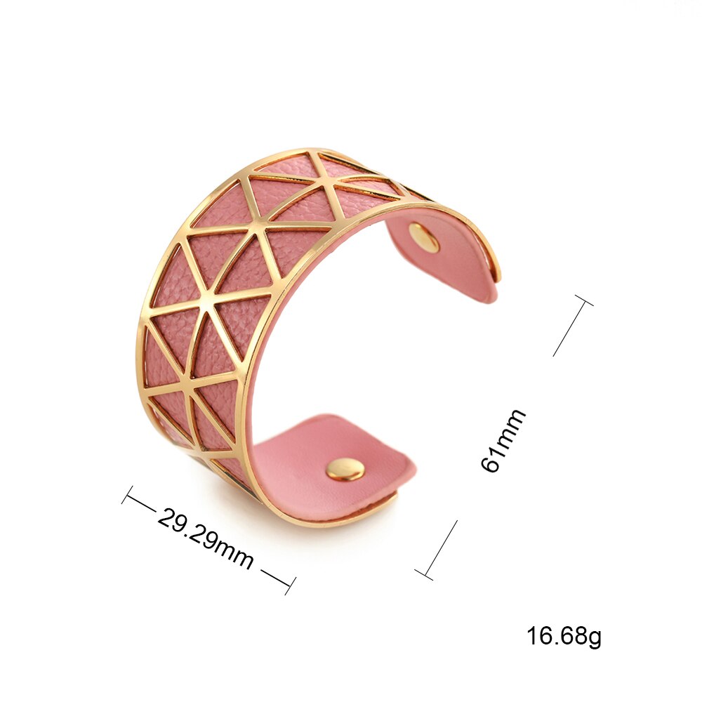Teamer, pulsera hueca de cuero de PU, brazalete de Georgette, joyería india, Manchette para mujer , bisutería de muñeca para hombres: 10