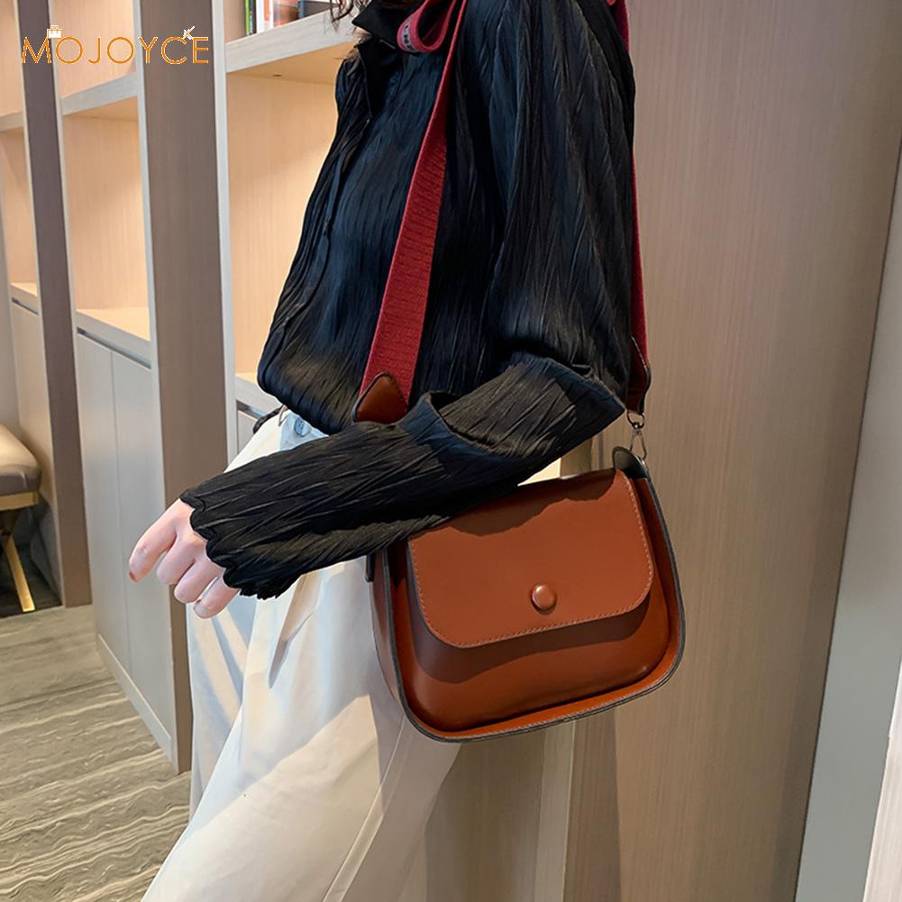 Frauen fest Farbe Schulter Tasche lässig weit Bote Handtaschen weiblich retro klein PU Leder Crossbody Taschen