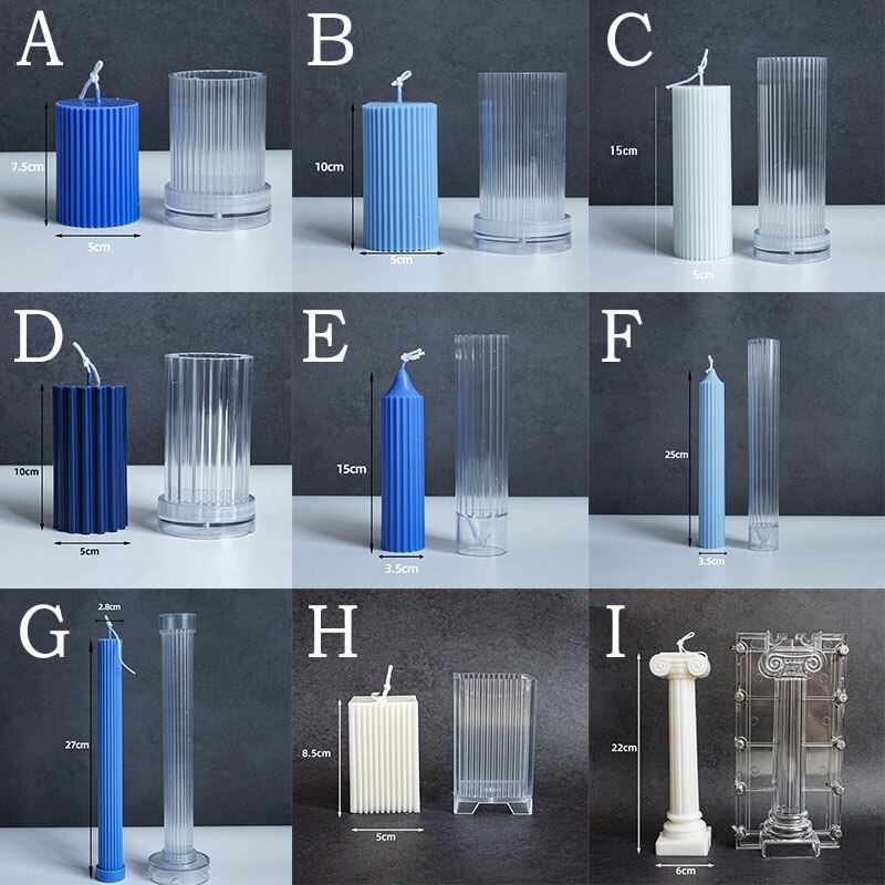 Moule Silicone Bougie Pilier à Rayures - Forme Géométrique Élégante Pour Créations Artisnales Parfumées