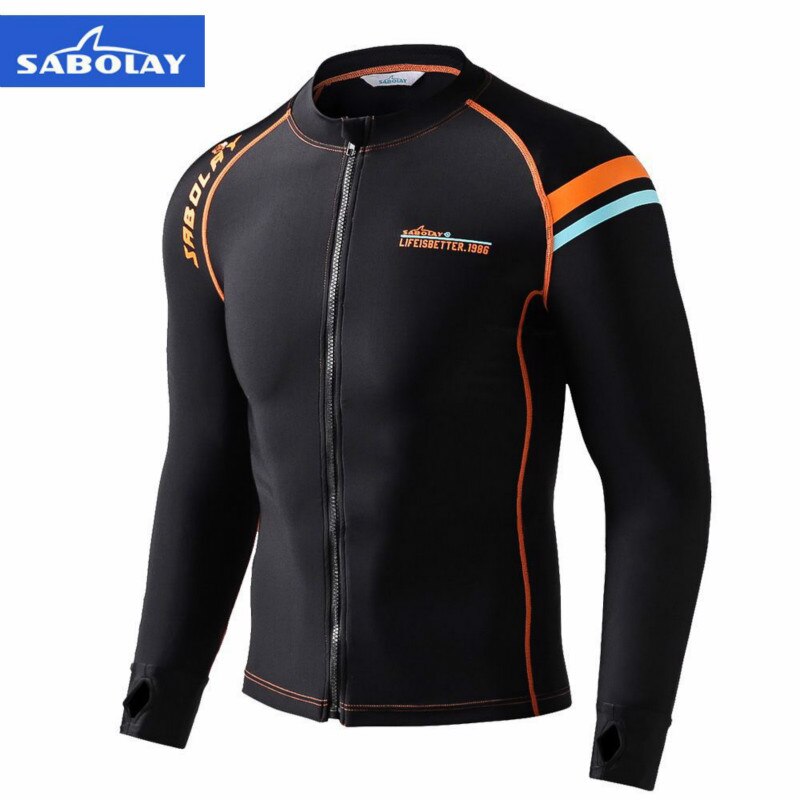 SABOLAY Men's Lycra Long Sleeve Rash Guard Suit Surf Swim Swimming Shirt Long Pants Couple Suit Black Diving 2 Pieces Set: jacket / 4XL