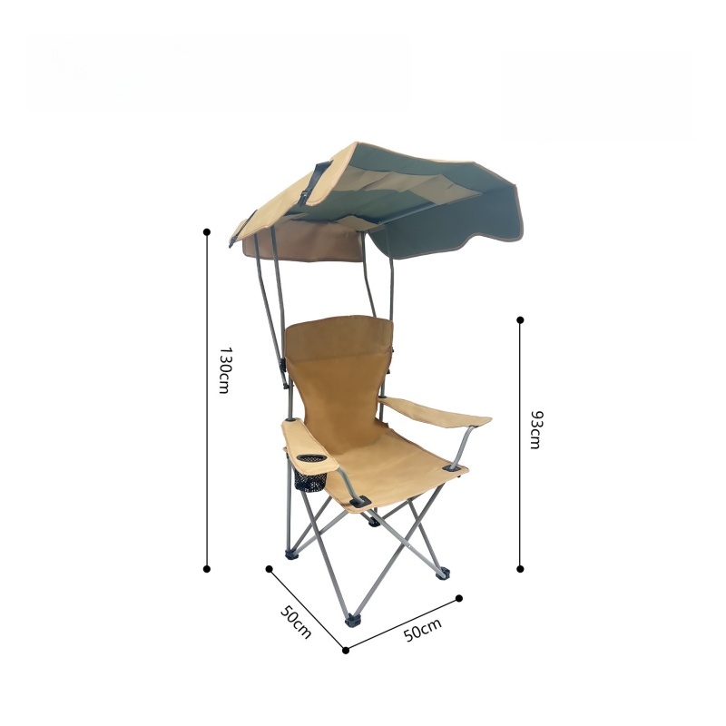 Klappbarer outdoor-campingstuhl mit sonnenschutzdach, ultraleichter strandstuhl, tragbarer angelstuhl, picknick- und freizeitstuhl: Gelb