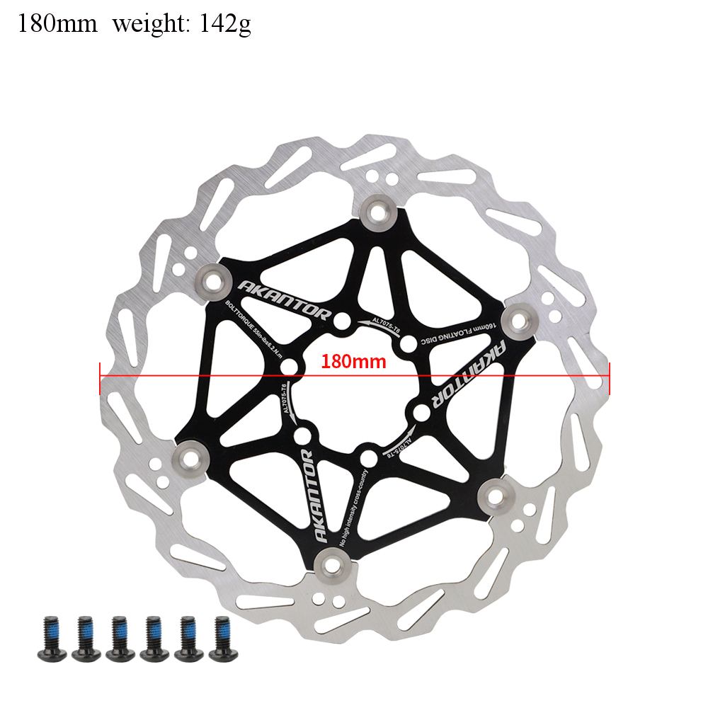 Akantor Mountainbike Disc Floating Pads Brake Rotor Rem 160Mm/180Mm/203Mm Rotor Sterke warmteafvoer Drijvende Rotor: 180MM Black