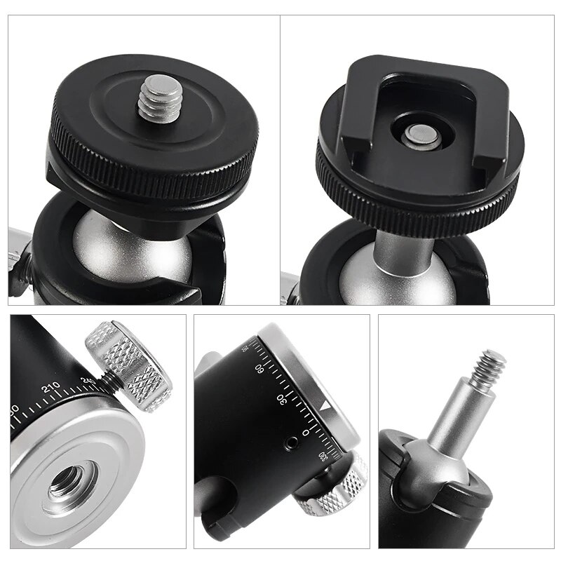 Bexin mini ball head monopod ball head tripod gimbal 360 panorama head with hot shoe base mount adapter for dslr camera flash