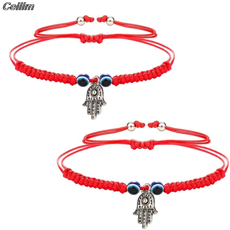 2Pcs 7 Knots Red String Couple Bracelet For Protection Eye Good Luck Amulet For Success And Prosperity Friendship Bracelet: 2pcs style i