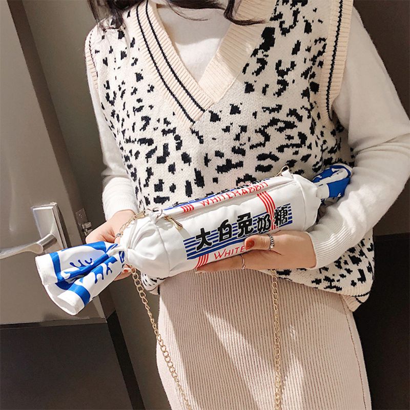 Mädchen-Segeltuch-handtasche mit Karikatur-motiv: weißes kaninchen, cremige Bonbons, damen- #39