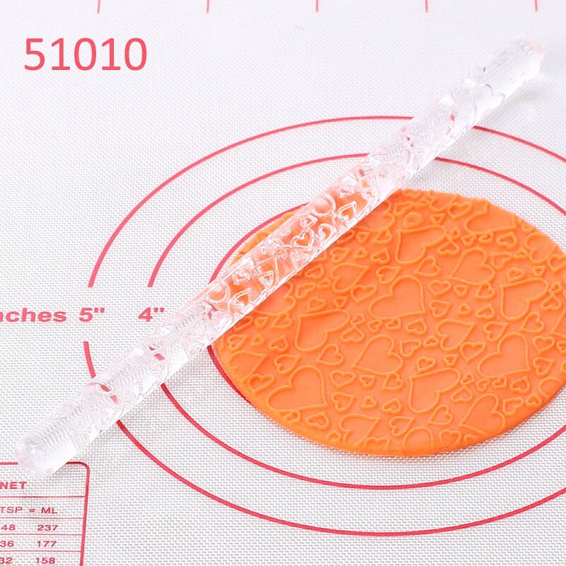 1 pieza de utensilio de cocina para Fondant, rodillo para repostería, patrón con relieve, herramientas antiadherentes, acrílico transparente: 51010