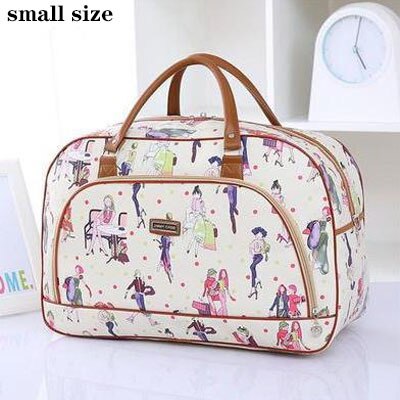 Women Travel Bags PU Leather Large Capacity Waterproof Print Luggage Duffle Bag Men Casual Travelling Weekend Bags: Fashion beauty S