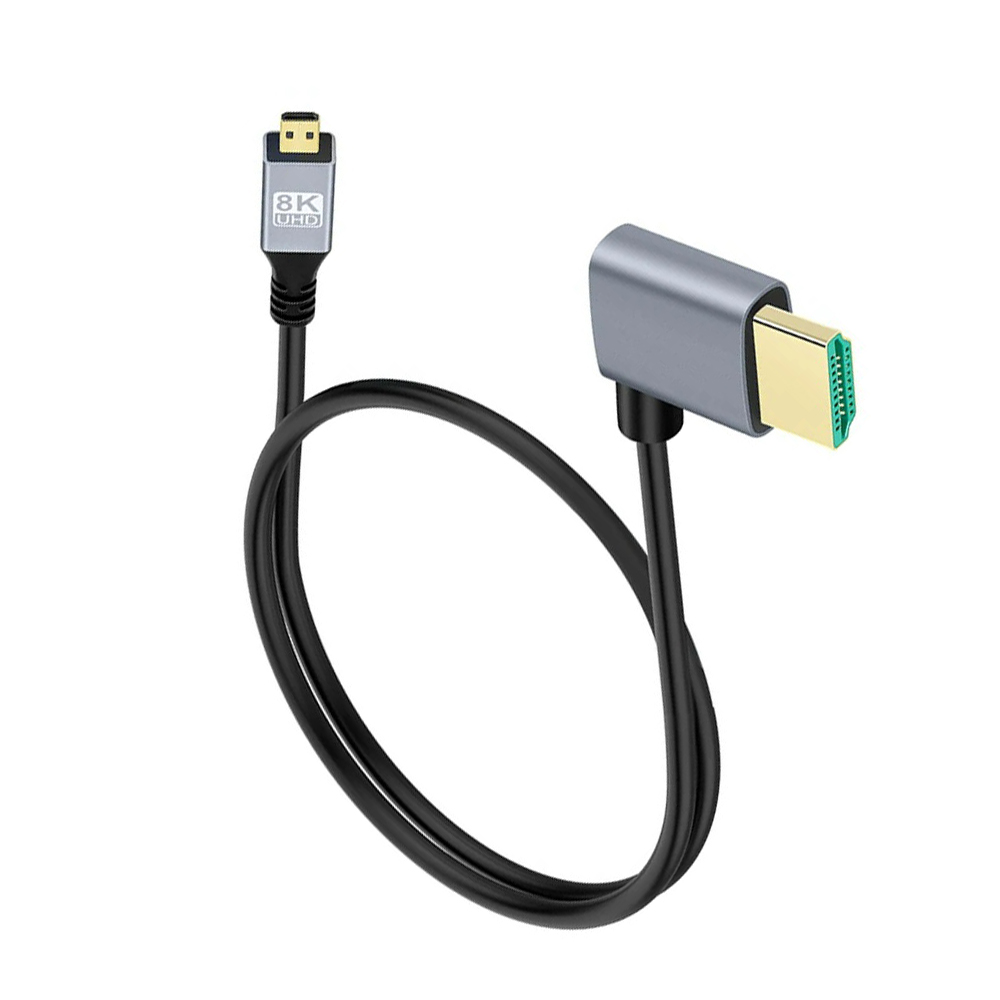 0,5M 1M 8K UHD-kabel omhoog/omlaag/links/rechts hoek HDMI-compatibel Mini Micro HD-scherm Dun snoer voor laptop PC Camera Monitor HDTV: Turquoise / 1m