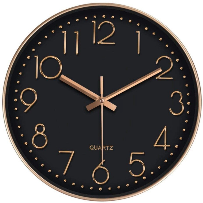 Wall Clock Battery Operated, Silent &amp; Large Wall Clocks For Living Room Kitchen Decor,Modern Style &amp; Easy To Read: Navy Blue