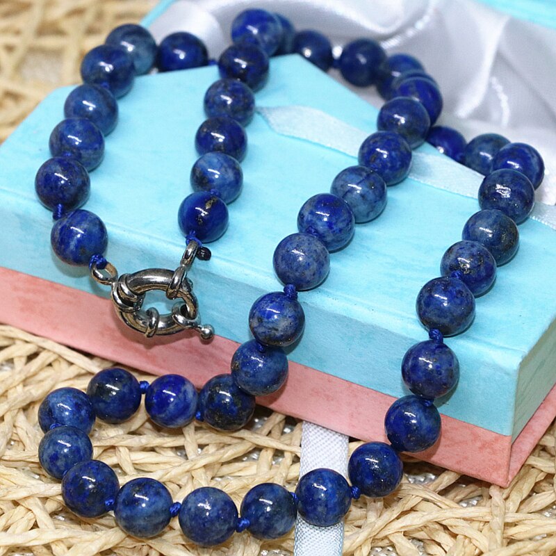 Natursten blå lapis lazuli perler 6mm 8mm 10mm 12mm 14mm runde perler diy halskæde smykker 18 tommer  b667