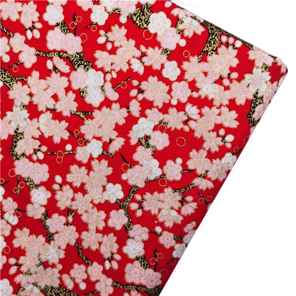 Mantel para coser DIY, colchas hechas a mano, decoración de algodón para el hogar, estampado reactivo de satén, estilo bronce, flor de ciruela, tela de gatos: 45x45cm 1pc / NO.8