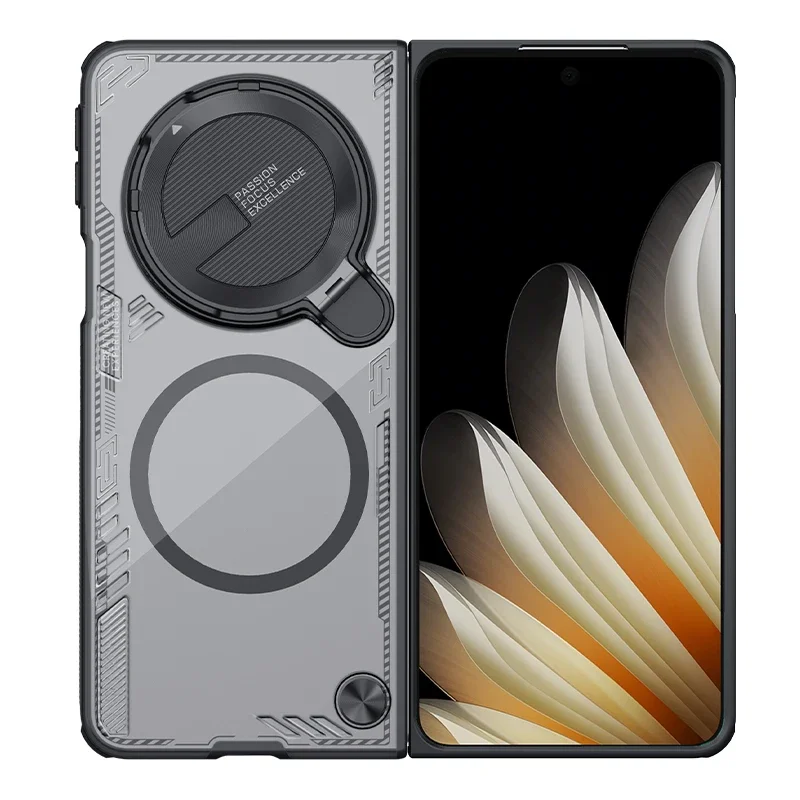 For OPPO Find N5 5G Case Nillkin Iceblade Prop Fold Lens for Magsafe Magnetic Privacy Lens Camera Stand Protection: black