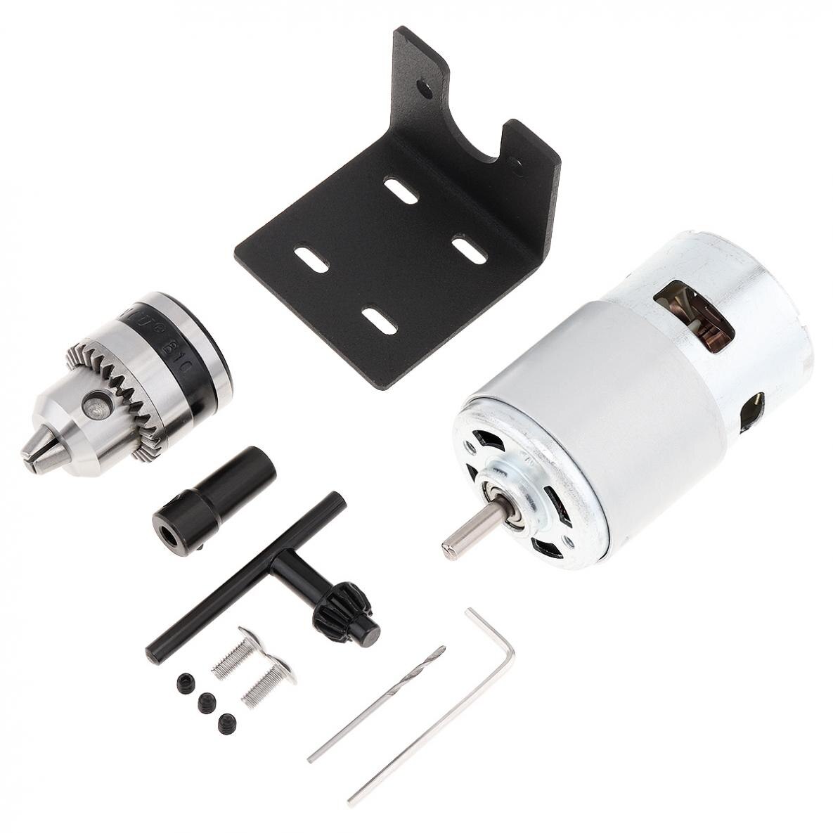 Motor de prensa de torno eléctrico 775, 12-24V, 50/60Hz, con portabrocas B10 y soporte de montaje de 8000-28000rpm para prensa de torno, bricolaje, para el hogar