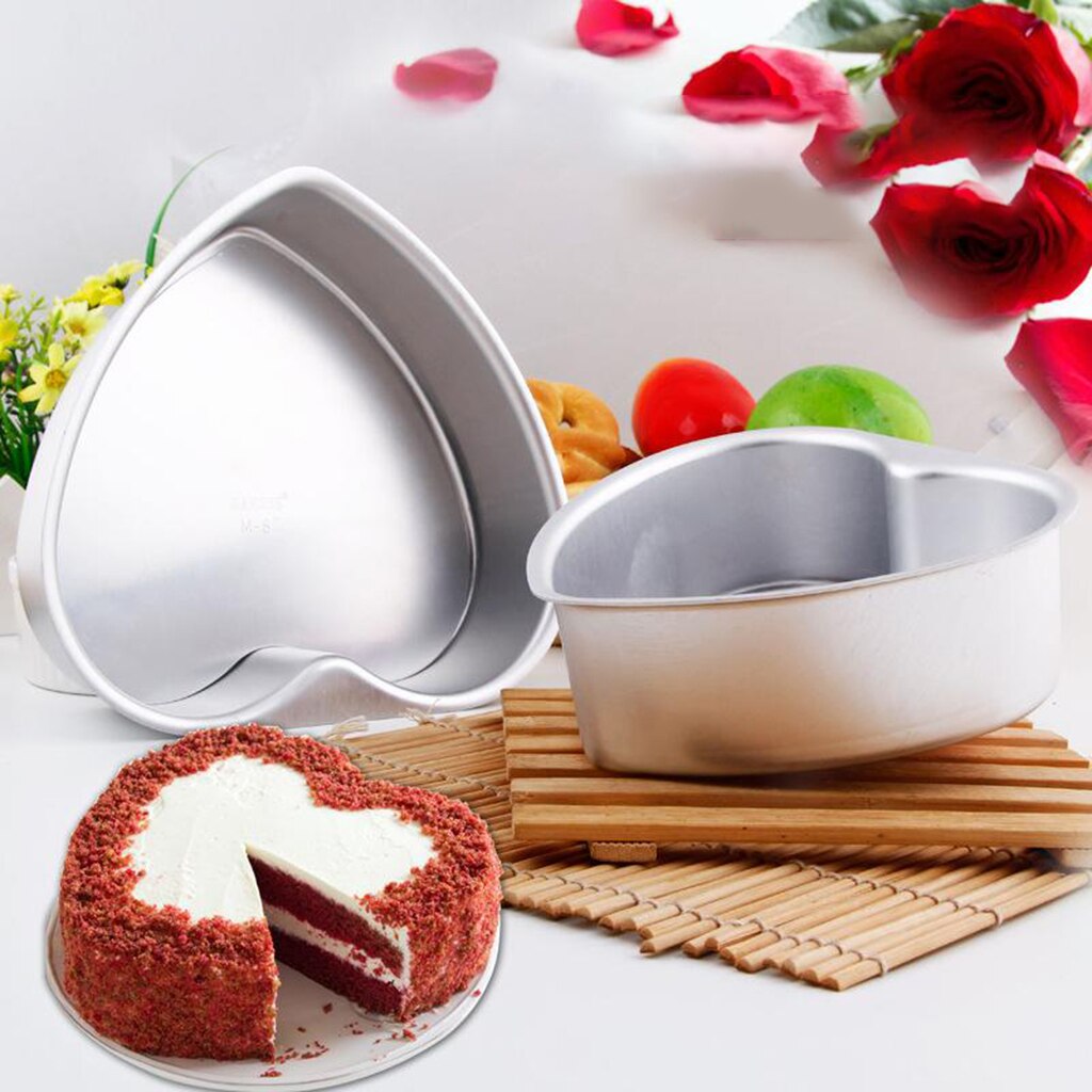 W kształcie serca w kształcie serca gęste aluminium ze stopu tort czekoladowy patelnia DIY forma robić pieczenia narzędzie 8 cal